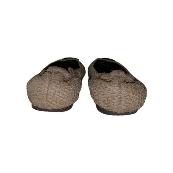 Tory Burch Women's Size 7 Reva Flats Python Print Brown Cream Shoes - Picture 9 of 11